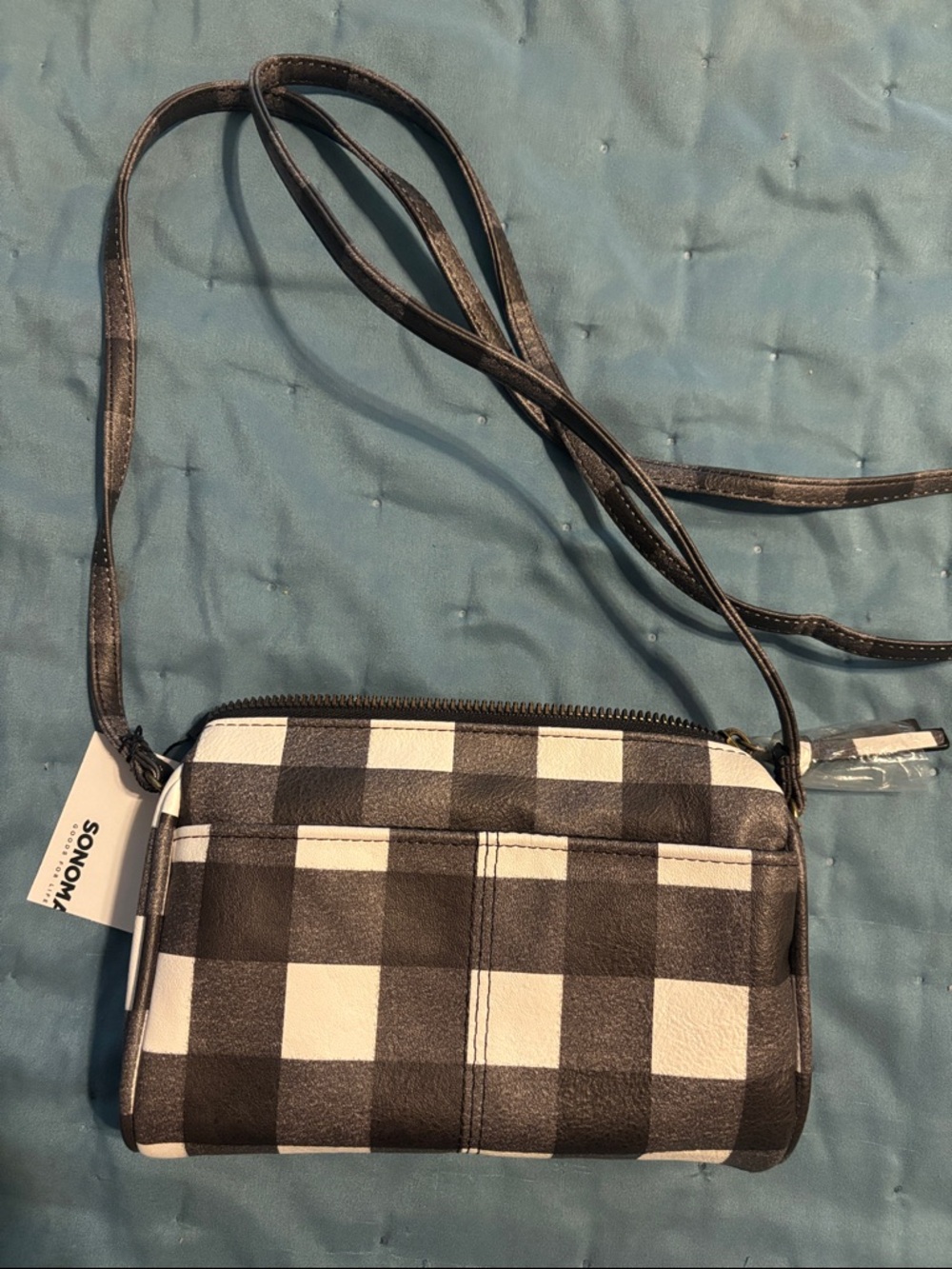 SONOMA Black & White Buffalo Check Crossbody Purse